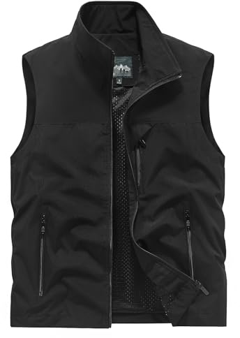 OlyljpinZ Herren Weste Outdoor Anglerweste Leicht Atmungsaktiv Multifunktionsweste Freizeit Jagd Trekking Fotografie Sportweste Camping Wander Safari Weste Sommer Freizeitweste Ärmellose Jacke