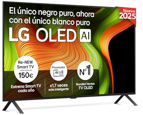 LG OLED55B56LA - TV 55, OLED 4K, Smart TV AI B5, WebOS 25, Super Upscaling, Dolby Vision y Dolby Atmos, AMD FreeSync, Alexa/Google Assistant, Negro