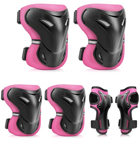 YOOXARMOR Protezioni Bambini Pattini in Linea per 3-6-13 Anni,6 in 1 Attrezzatura Protettiva Protezione Bambini Ginocchiere,Gomitiere Protezioni Set per Scooter Monopattino Bicicletta Pattini in Linea
