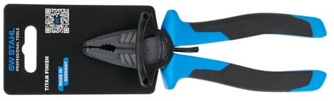 SW-Stahl 40465SB - Pinza combinata, 180 mm, in acciaio al cromo vanadio, 180 mm, pinza combinata, taglio di precisione, manico a 2 componenti, pinza universale, rivestimento in titanio temprato