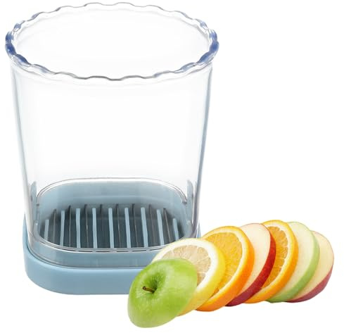 Cortador de fresas, cortadora de fresas, cortador de uvas, cortador de huevos, cuchillas extraíbles, rebanadora de frutas con placa de presión, utensilio de cocina práctico, azul