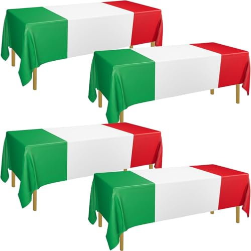 Italienische Tischdecke, 4 Stück rot-weiß-grüne Tischdecken mit Italienischer Flagge für Familienfeiern und Weihnachtsdekorationen in Italien