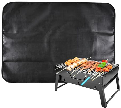 Celuicion - Alfombra de cocina bajo barbacoa,doble cara ignífuga para parrilla - resistente al calor portátil impermeable protección suelo para balcón jardín picnic camping viaje