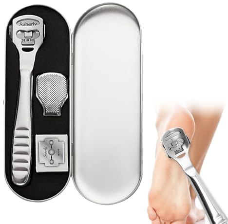 Rallador De Pie Pedicura,Lima Para Pies Herramienta De Cuidado De Acero,Pedicura Rape Pie,Rape Pie,Kit Pedicura Para Pie,Pedicura Profesional Para Pie,Piel Muerta Y Dura, 10 Cuchillas Y Estuche