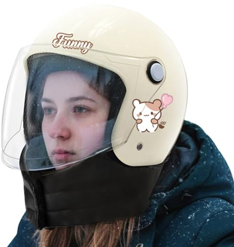 Casco elettrico per scooter – Casco da bicicletta e da moto con scaldacollo antivento rimovibile, vestibilità regolabile, equipaggiamento protettivo per uomini, donne, ragazzi, ideale per equitazione