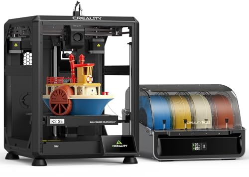 Creality Impresora 3D K2 SE Combo con CFS, impresión 3D multicolor, hasta 16 colores, 500 mm/s de alta velocidad, nivelación automática, extrusora de unidad directa, 220 x 215 x 245 mm
