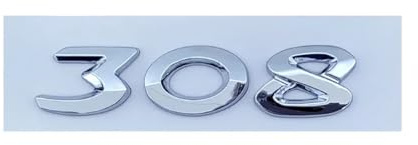 NLNKDTDPAK 3d ABS Krom Svart Bil Trunk Badge Dekal Passar for Peugeot 206 207 301 307 308 408 508 Logotyp Emblem Bokstäver Sifferdekal Tillbehör(Chrome 308 New)