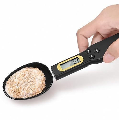Bilancia digitale da 500 g/0,1 g, cucchiaio dosatore digitale rimovibile con display LCD, bilancia da cucina elettronica per polveri, liquidi e solidi, funzione tara, batteria inclusa
