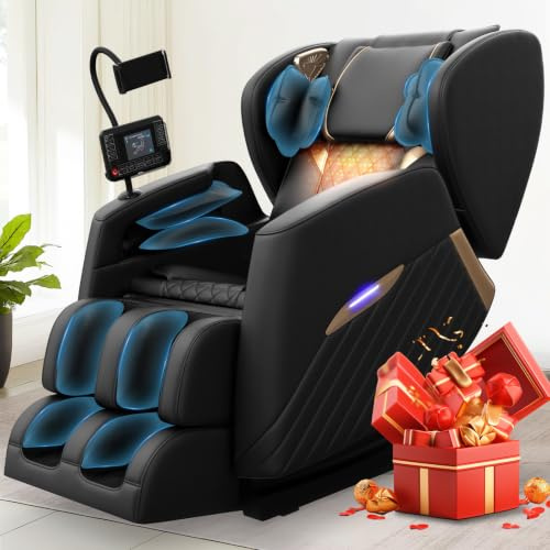 Srfzluxy Massage Chair Full Body, 14 Fixed Rollers Heating for Home(Black) | Zero Gravity Massage Chair with Calf & Foot Massage, 8 Airbags，Control Panel，Bluetooth Speaker，Phone Holder for Family Use