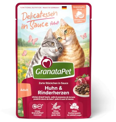 GranataPet katt – våt mat delikatesser i sås kyckling & nötkött hjärtan 100 g
