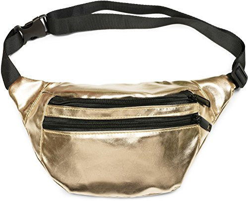 styleBREAKER Gürteltasche im Metallic Look und Reißverschluss, Bauchtasche, Hüfttasche, Damen 02012243, Farbe:Gold
