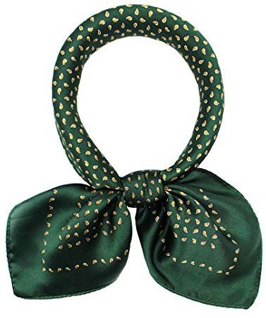 ANDANTINO 100% Real Mulberry Silk Scarf -21'' x 21''- Lightweight Neckerchief –Women Men Small Square Digital Printed Scarves (Dark Green-Paisley)