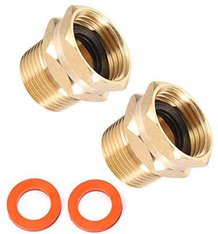 Brass Garden Hose Adapter, 3/4” GHT Female x 3/4” NPT Male Connector,GHT to NPT Adapter Brass Fitting,Brass Garden Hose to Pipe Fittings Connect 2pcs (3/4” Female x 3/4” NPT Male)