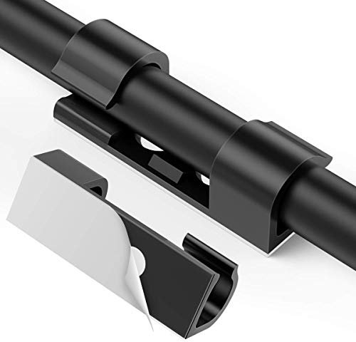 70X Grapas de Pared para Cable, AGPTEK Organizador de Cables Clips de Cables con Tornillos y Adhesivo para Cables Electricos de USB, TV, Cargador, Audio para Hogar, Oficina, Coche y Taller, Negro