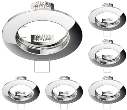 ledscom.de 6 cadres d'encastrement au plafond CIRC, rond, chrome brillant