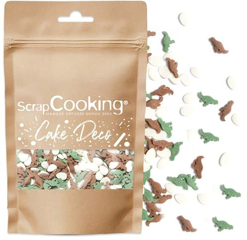 ScrapCooking - Décors Sucrés Dinosaures 55 g - Décorations Alimentaires Dinos pour Pâtisserie, Desserts, Gâteaux, Biscuits, Cupcakes, Anniversaires - 100 % Comestibles - Cake Design - 7429