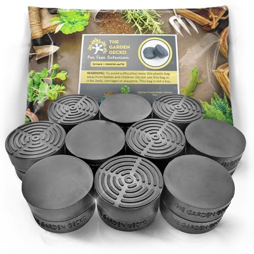 The Garden Gecko Invisible Pot feet for outdoor plant pots and flowers solid rubber pot risers with enhanced non-slip surface grip | 20 PACK | FROSTED MATTE