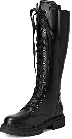 DREAM PAIRS Kniehohe Damenstiefel Stiefel Damen Flach rutschfeste Laufsohle Stylisch & Praktisch Winterstiefel Damen SDKB2203W-E SCHWARZ Größe 39 (EUR)