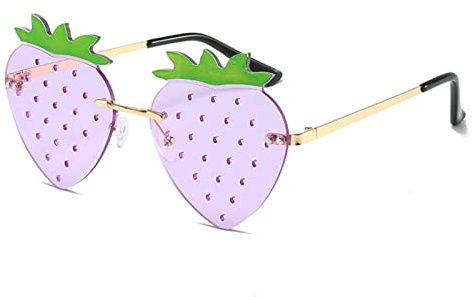 YAMEIZE Cute Lunettes de Soleil en Forme Strawberry - Pour Femmes Hommes Enfants UV400 Protection Monture Métallique Fruit Funky Lunettes Funny Party