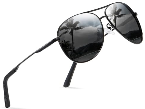 wearPro Polarised Sunglasses - Unisex Pilot Sunglasses UV400 Protection Polarized Sun Glasses Black Classic Vintage Style Ultralight Shades For Driving-A1-all Black