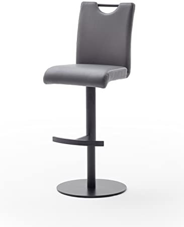Robas Lund Barhocker Grau Kunstleder drehbar 360°, Barstuhl höhenverstellbar, Alesi