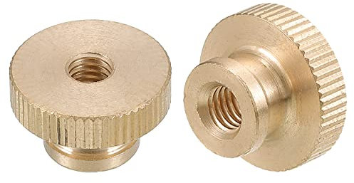 sourcing map Knurled Thumb Nuts, 4pcs M6 x D20mm x H12mm Brass Knurled Nut with Collar High Head Through Hole Adjusting Nuts for 3D Printer Parts