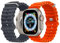 NUKELOLO 2 Stück Ocean Armband Kompatibel mit Apple Watch Ultra 49mm 46mm 45mm 44mm 42mm, Silikon Sport Armband für iwatch Series 10 Ultra 9 8 7 6 5 4 3 2 1 SE, Mitternachts Schwarz/Orange