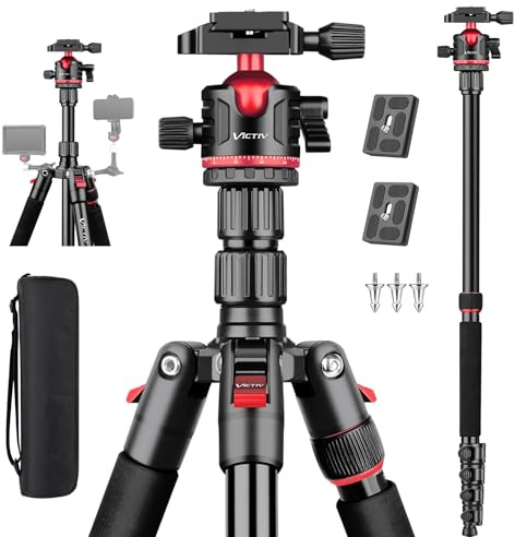 78 Porfessional Tripod for Camera, Victiv Aluminum Camera Tripod Monopod for DSLR, Spotting Scope,Telescope, Binoculars, Compact Heavy Duty Camera Stand for Photography Video Recording Travel