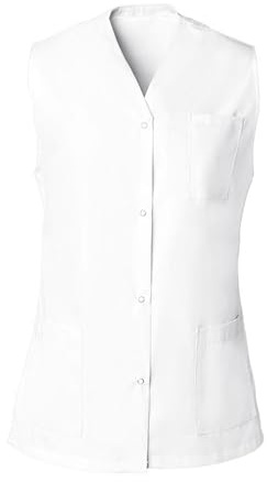SNV Tunique médicale Femme sans Manche Fentes côtés Fermeture Boutons Pressions Polyester/Coton Blouse médicale Professionnelle (Blanc 3XL)
