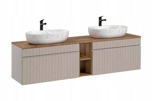 Muebles Slavic Meuble de salle de bain mural avec lavabo et 2 tiroirs en cachemire 180 cm