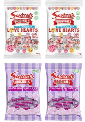 Sharing Bag Sweet Bundle - 2 Love Hearts Sharing Bags (127g Each) And 2 Parma Violet Sharing Bags (127g Each)