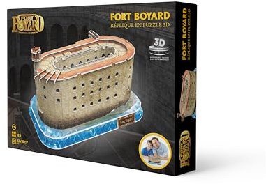 Megableu - Puzzle 3D FORT BOYARD - Puzzle Monument dès 7 ans - Maquette Sans Outils ni Colle - Réplique du Célèbre Fort Boyard français - Activité Manuelle en Famille - 125 Pièces - 32x18x17cm