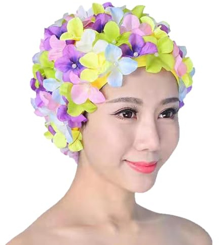 Bonnet de bain pétale – Chapeau pour femme, chapeau de sport décontracté, motif floral, élégant, bain de natation | Bonnets de bain rétro respirants avec fleurs, bonnets de bain pour femmes, bonnet de