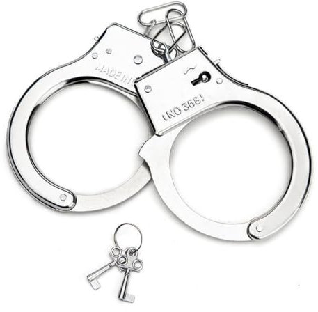 EIHI Manette in Metallo con Chiavi Manette Polizia Vero Manette Giocattoli Gioco per Bambini Giocattolo della Polizia Giocattolo Accessori Ruolo Vestito Operato Palla Puntello, 1 paio