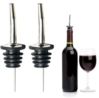 2 Pcs Speed Pourers,Bottle Pourers for Spirits,Olive Oil Pourer Dust Caps Spirit Spout,Pour Dispenser Covers,Wine Stainless Steel Nozzle Spouts,Bottles Top Pouring Stoppers Adapters,for Drink Whiskey