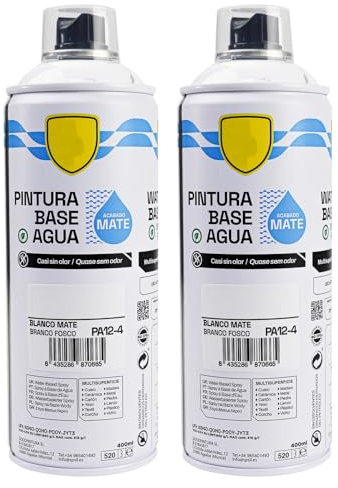 various - Pintura Spray Base Agua 400ml,Ecológica y Sin Olor,Para Muebles,Metal,Plástico y Madera,Colores Duraderos,Cobertura Uniforme - Blanco Mate,2 unidad