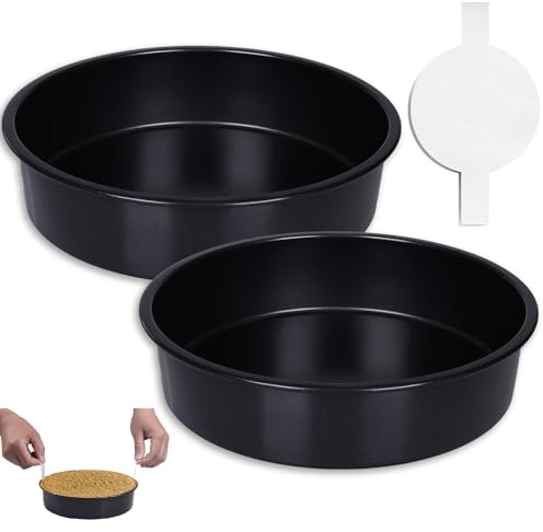 SAGOOITS Set di teglie rotonde per torte da 20 cm, con 50 fogli di carta pergamena, antiaderenti, per torte, colore nero