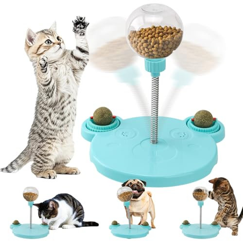 YAOZUP Futterball für Hunde, Wackelndes Hunde Leckerli Spielzeug, Leckerli Ball mit Saugnapf Minzball, Spielzeugball, Fördert langsames Fressen für Katzen(Blau)