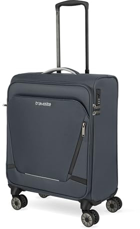 travelite Handbagage, resväska med 4 hjul, för Lufthansa, Austrian + Schweiz, integrerat kombinationslås – JETPACK: kompakt mjukt bagage med spårfunktion, 55 x 40 x 23 cm, 41 l, 2,5, Antracit