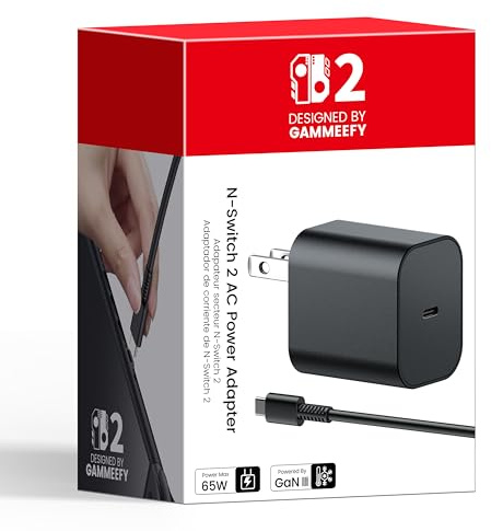 65W Switch 2 Charger with 6.6FT(2M) Cable - GaN3 AC Power Adapter for Nintendo Switch/OLED/Lite & Steam Deck/OLED, Original Quality, Supports 4K TV Mode, PD3.0 Fast Charger for Galaxy, Wii