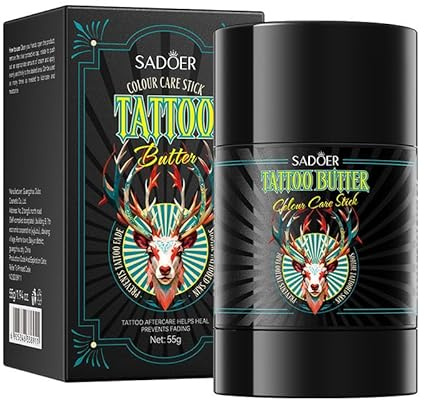 VRAIKO SADOER Tattoo Aftercare Tattoo Butter Balm – Color Förbättring Revitalizing Gamla tatueringar & återfuktande nya tatueringar – Portable Tattoo Care Stick, 3,5 dl