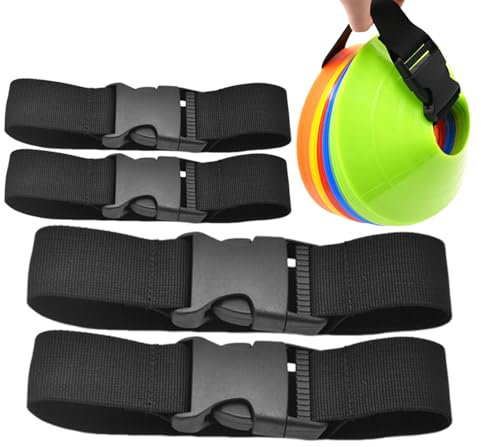 Football Cone Straps, Soccer Disc Carrying Harness, 4 Piece Portable Reusable Organizer, Easy Transport Accessory, Ideal for Outdoor Sports, Daily Training, Workout Use, 40.5x3.8cm