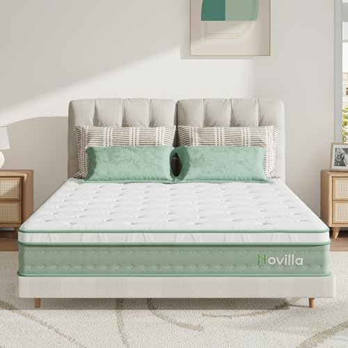 Novilla Mattresses King Size 10.6 Inch 3-Zone Gel Memory Foam Pocket Sprung Mattress, 5FT Hybrid Firm with Oeko-tex Knitted Fabric and CertiPUR-US Foam 150x200x27cm, Medium Firm