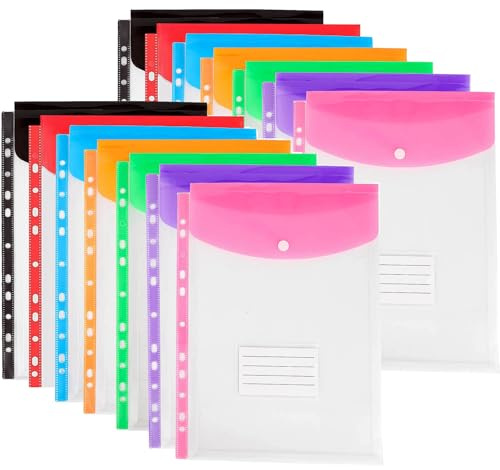 Cartelle portadocumenti A4 in plastica, perforate, 11 fori, raccoglitori espandibili, cartelle per 2/3/4 anelli con bottone automatico ed etichetta, fogli mobili, trasparenti, per ufficio, scuola