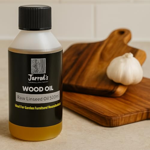 Jarrod’s Raw Linseed Oil for Wood 500ml – 100% Pure & Natural | Food-Safe Wood Oil to Protect & Enhance Furniture | Seals & Preserves Natural Wood Beauty | Interior & Exterior Use