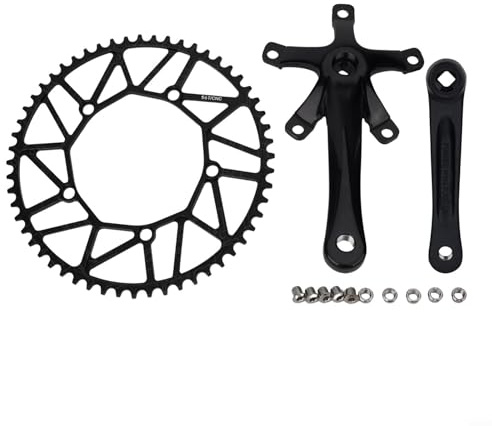 Honseadek Guarnitura cava a velocità singola per biciclette pieghevoli, ultraleggero AL6061 in alluminio 130BCD con bracci da 170 mm e corona stretta larga (48-56 T) (56 denti, sku)