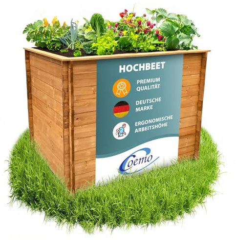 Hochbeet Holz Marvin Kräuterbeet Pflanzkasten mit Pflanzfolie Frühbeet LxBxH 115x87x85 cm für Garten und Terrasse - Robuster Pflanztrog Gemüsebeet