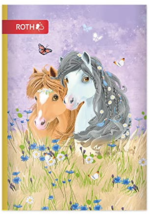 ROTH Muttiheft Blumenpferde - Oktavheft für die Grundschule, A6-64 Seiten liniert