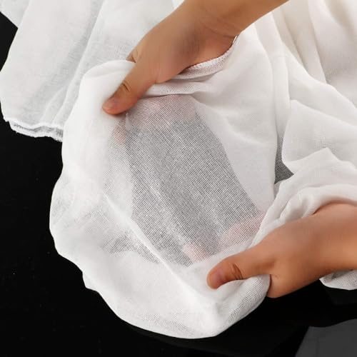 FENGSHENG-SHOP Muslin Cloths for Cooking, Cheesecloth, White Ultra Fine Unbleached Reusable Lint-Free Cotton Fabric for Straining, Baking, Decoration & Halloween, 90 x 450cm
