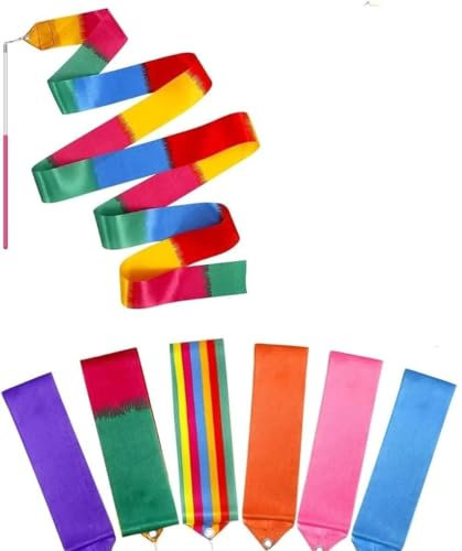 XINCXIN Tanzbänder, Rhythmisches Tanzband fürs Fitnessstudio, 6 Stück Rhythmische Tanzbänder, 200 cm Gymnastikband, Tänzerstab, Tanzband-Luftschlangen
